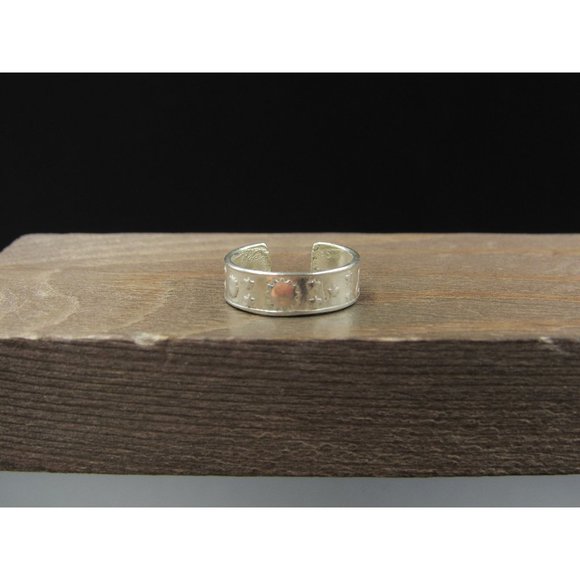 Size 3 Sterling Silver Worn Sun And Stars Toe Band Ring Vintage Statement - Picture 1 of 8